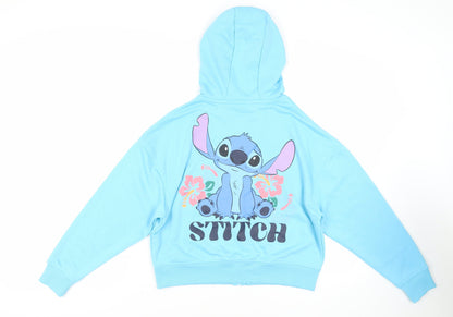 Womens UK Size M Disney Blue Full Zip Hoodie