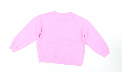 Zara Girls Pink Cotton Pullover Sweatshirt Size 11-12 Years Pullover - Barbie Sequin