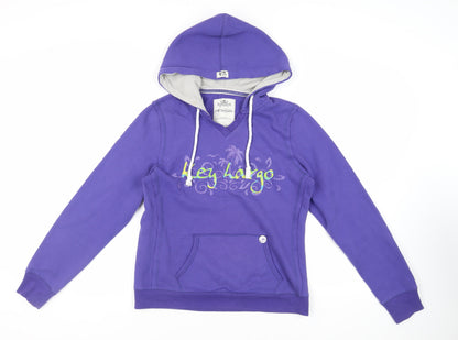 EMI Womens Purple Cotton Pullover Hoodie Size L Pullover - Logo Pockets Key Largo