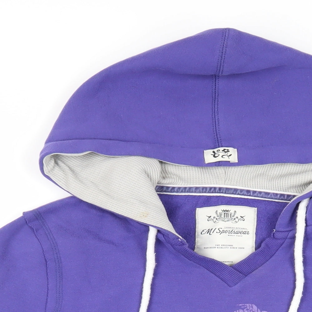 EMI Womens Purple Cotton Pullover Hoodie Size L Pullover - Logo Pockets Key Largo
