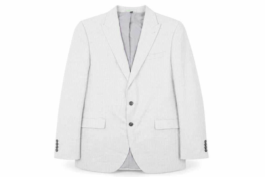Marks & Spencer Mens Grey Plaid Polyester Jacket Suit Jacket Size 44 Regular