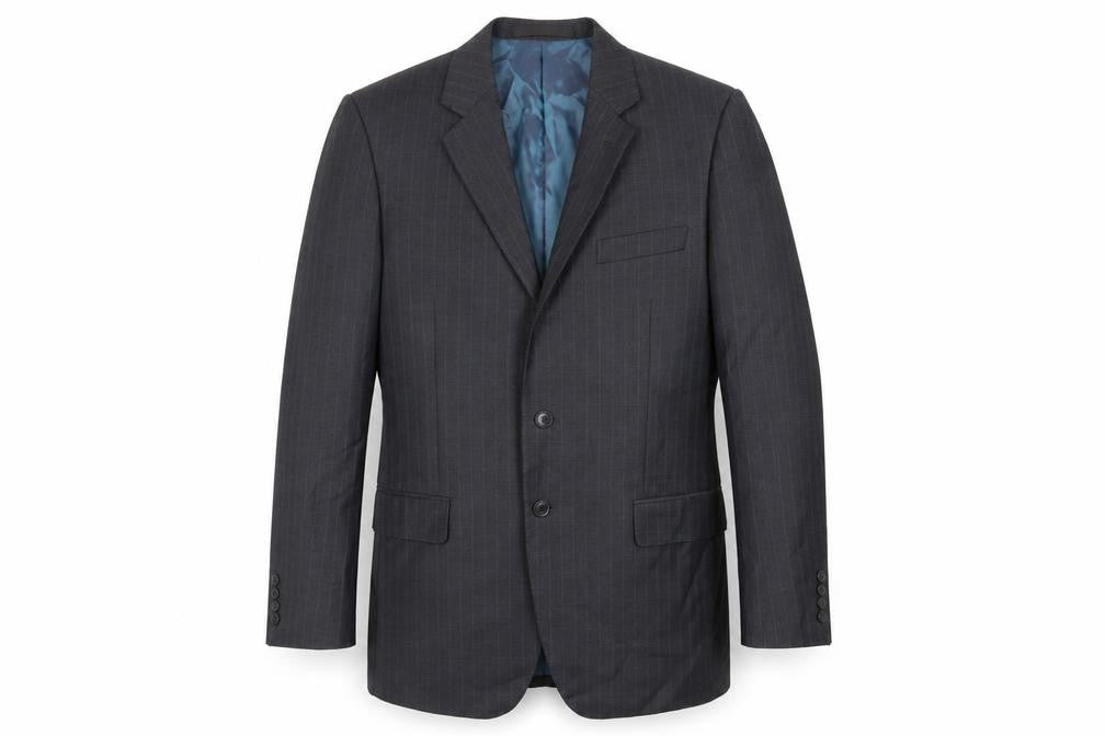 Marks & Spencer Mens Grey Striped Wool Jacket Suit Jacket Size 40 Regular