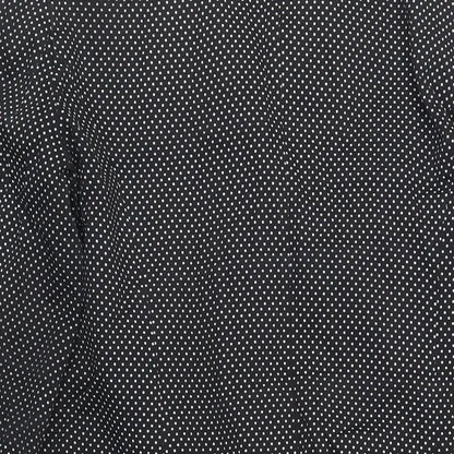 M&Co Womens Black Polka Dot Overcoat Coat Size 14 Button