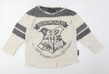 Unisex Adults UK Size L Harry Potter Grey Ringer T-Shirt