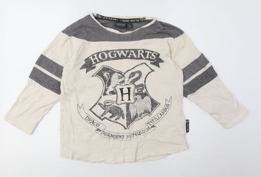 Unisex Adults UK Size L Harry Potter Grey Ringer T-Shirt