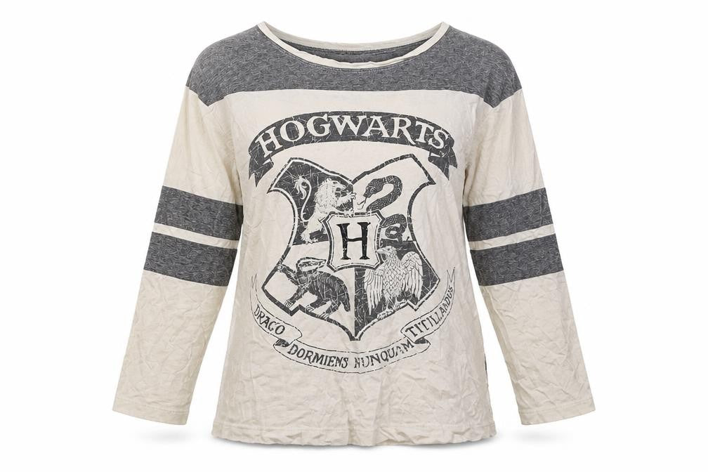 Unisex Adults UK Size L Harry Potter Grey Ringer T-Shirt