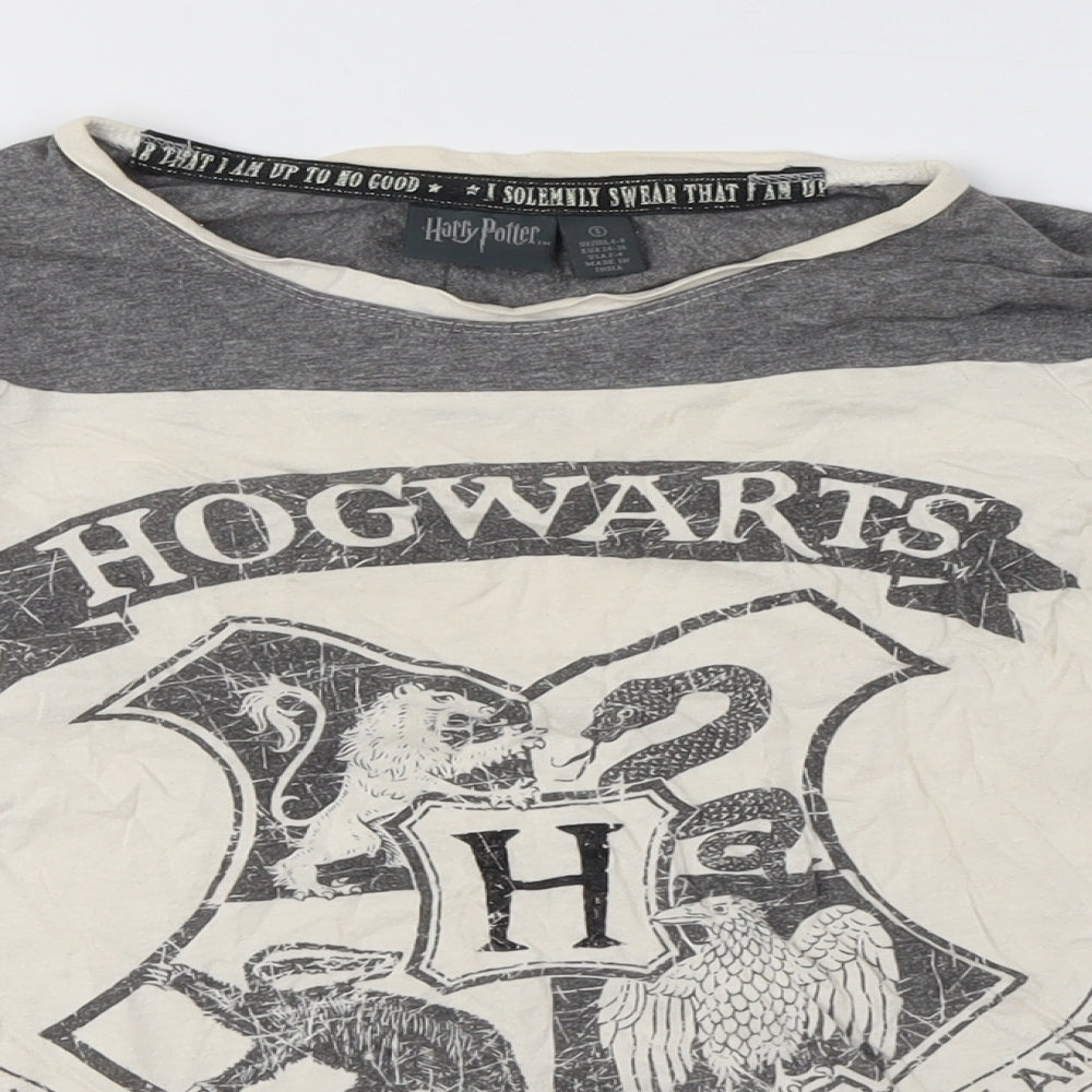 Unisex Adults UK Size L Harry Potter Grey Ringer T-Shirt