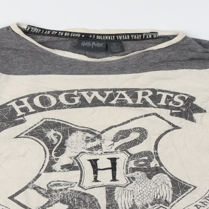 Unisex Adults UK Size L Harry Potter Grey Ringer T-Shirt