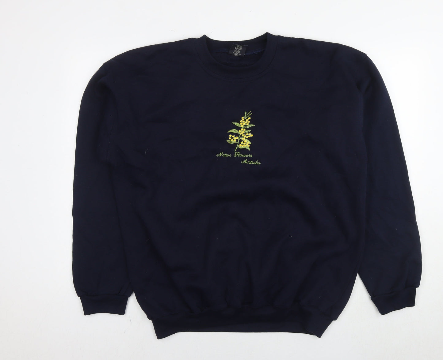 Acacia Womens Blue Cotton Pullover Sweatshirt Size L Pullover - Flower Australia