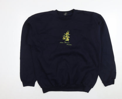 Acacia Womens Blue Cotton Pullover Sweatshirt Size L Pullover - Flower Australia