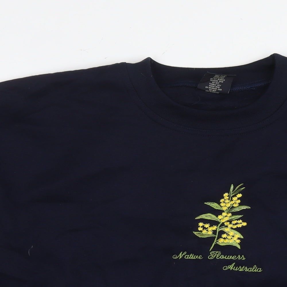 Acacia Womens Blue Cotton Pullover Sweatshirt Size L Pullover - Flower Australia