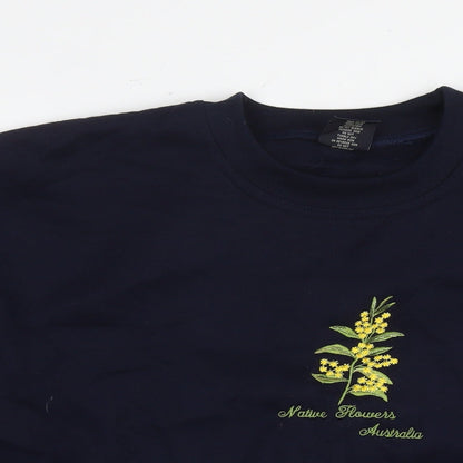 Acacia Womens Blue Cotton Pullover Sweatshirt Size L Pullover - Flower Australia