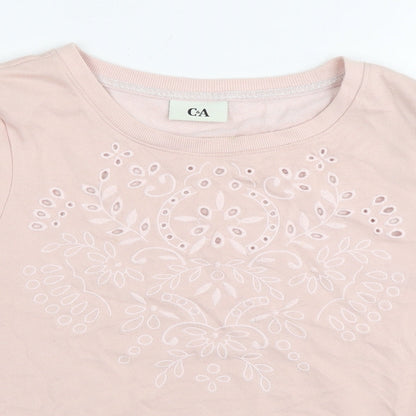 Womens UK Size L C&A Pink Basic T-Shirt