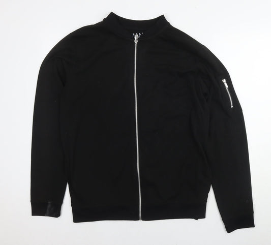 Mens UK Size M Boohoo Black Full Zip Sweatshirt