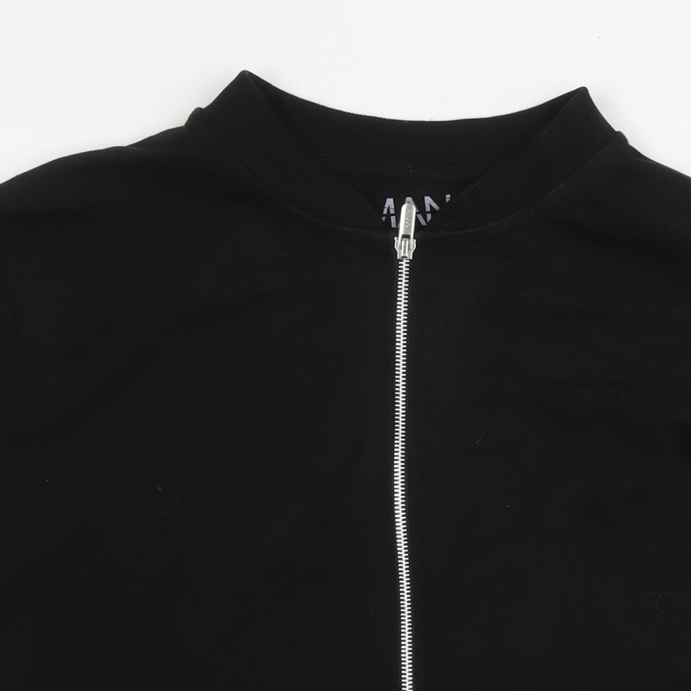 Mens UK Size M Boohoo Black Full Zip Sweatshirt