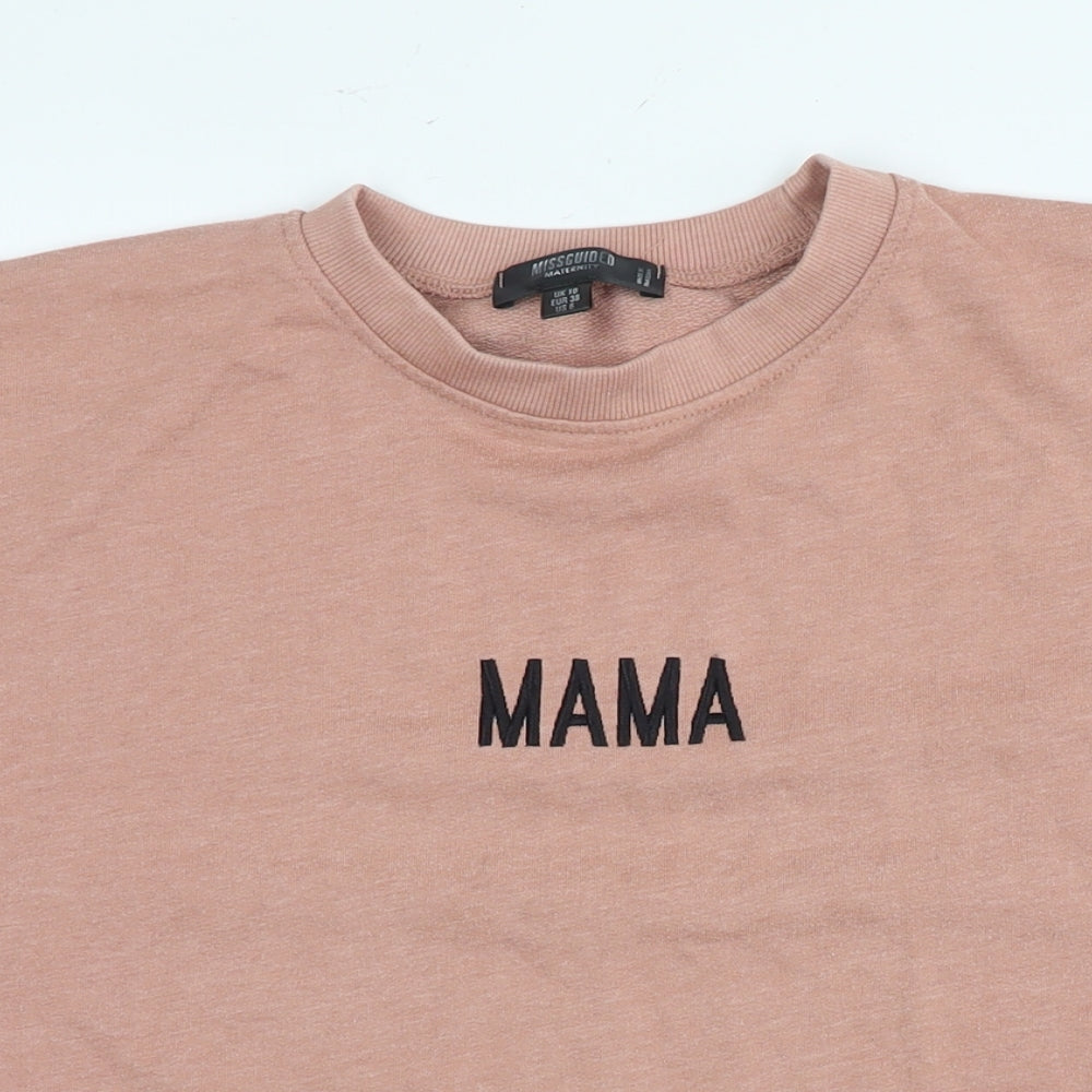 Missguided Womens Beige Cotton Pullover Sweatshirt Size 10 Pullover - Logo