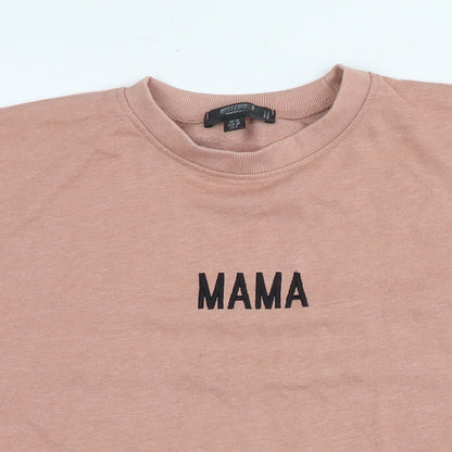 Missguided Womens Beige Cotton Pullover Sweatshirt Size 10 Pullover - Logo