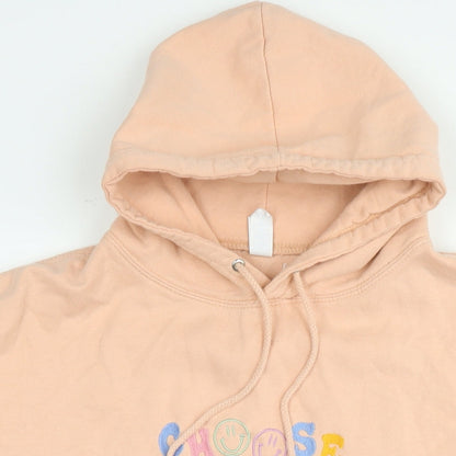 Choose Happy Womens Beige Cotton Pullover Hoodie Size 2XL Pullover - Logo