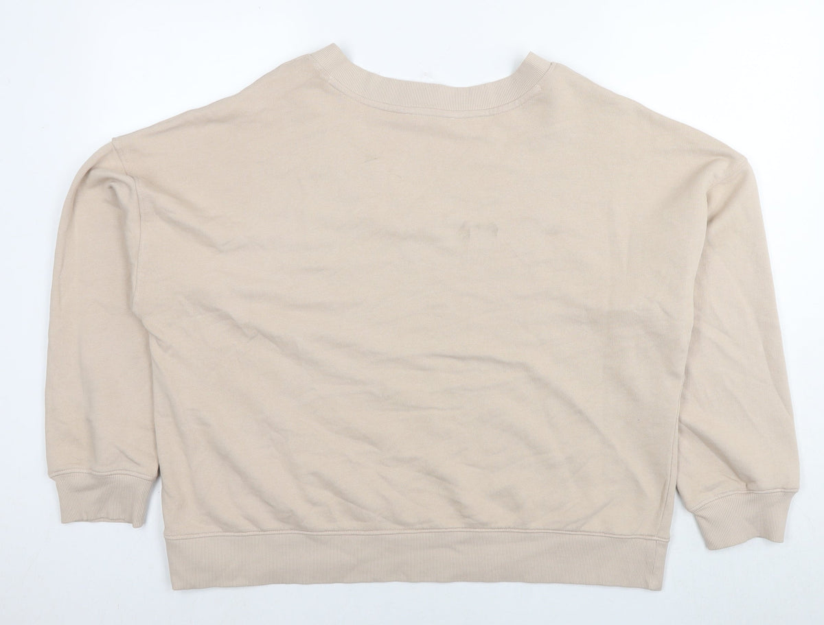 Botique Womens Beige Cotton Pullover Sweatshirt Size M Pullover