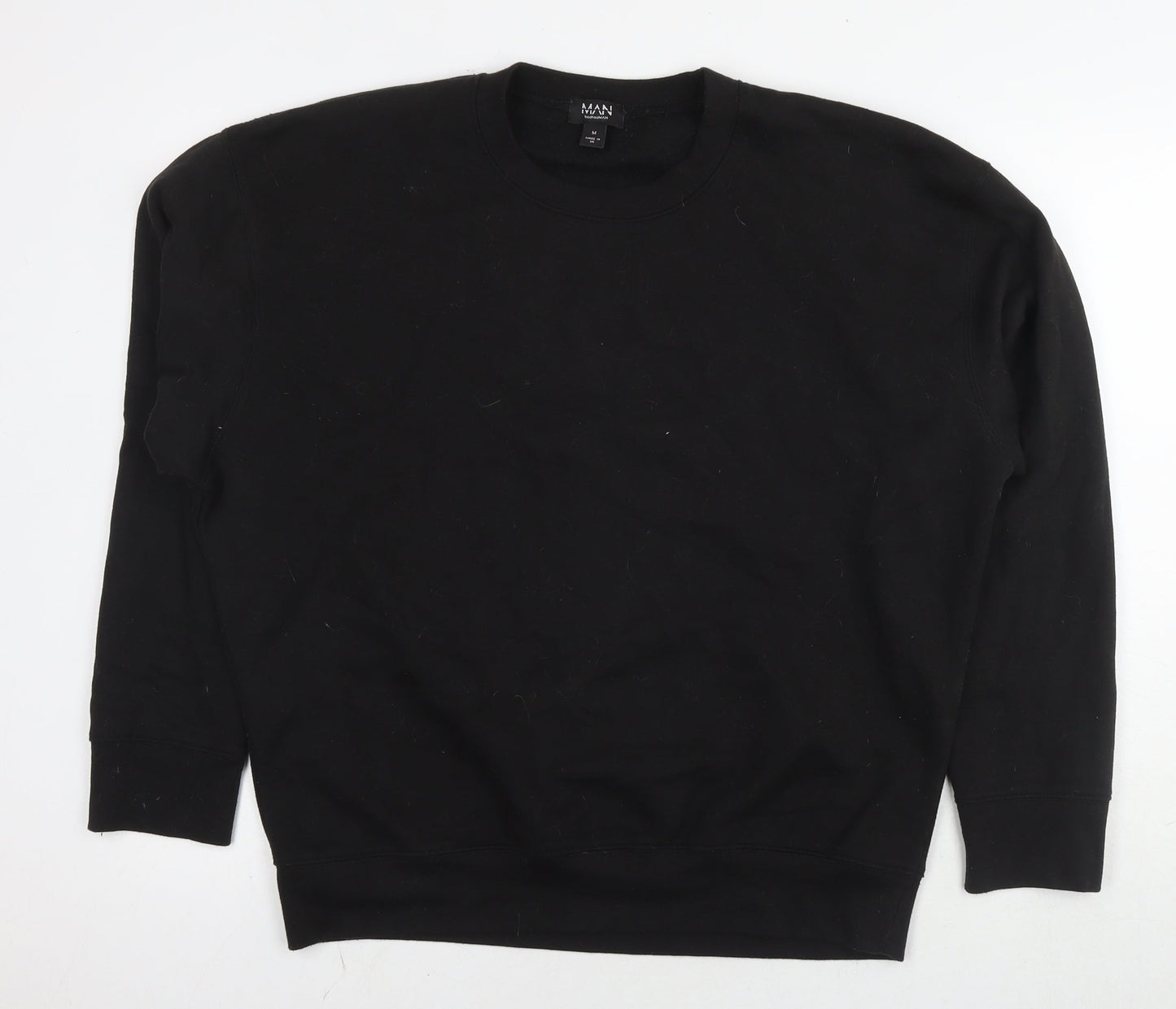 Mens UK Size M Boohoo Black Pullover Sweatshirt