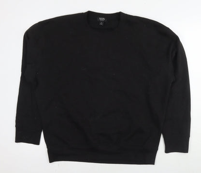 Mens UK Size M Boohoo Black Pullover Sweatshirt