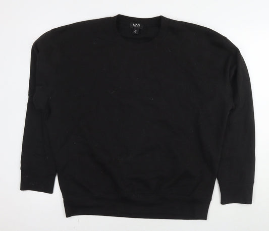 Mens UK Size M Boohoo Black Pullover Sweatshirt