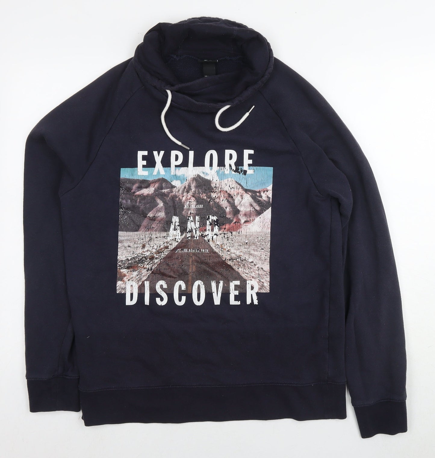 Mens UK Size L H&M Blue Pullover Hoodie