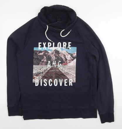 Mens UK Size L H&M Blue Pullover Hoodie