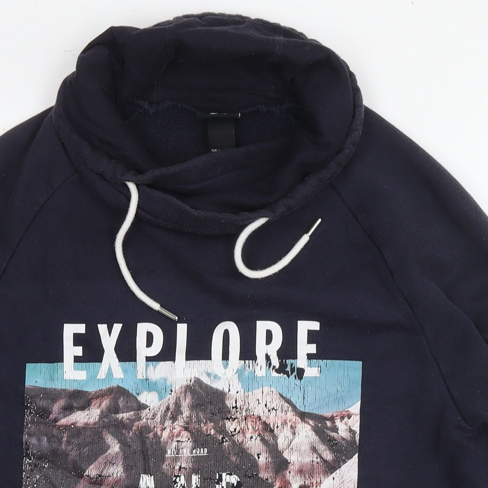 Mens UK Size L H&M Blue Pullover Hoodie