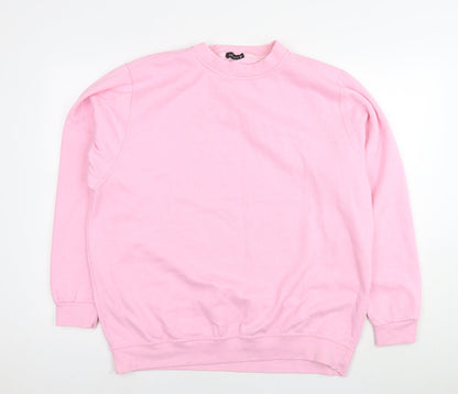 Boohoo Womens Pink Cotton Pullover Sweatshirt Size XL Pullover - LA