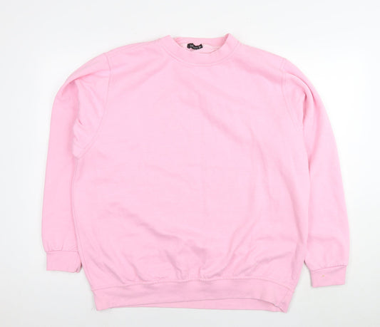 Boohoo Womens Pink Cotton Pullover Sweatshirt Size XL Pullover - LA