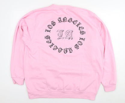 Boohoo Womens Pink Cotton Pullover Sweatshirt Size XL Pullover - LA
