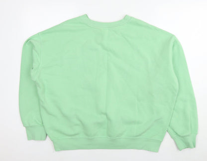 H&M Womens Green Cotton Pullover Sweatshirt Size M Pullover - Tennis Club