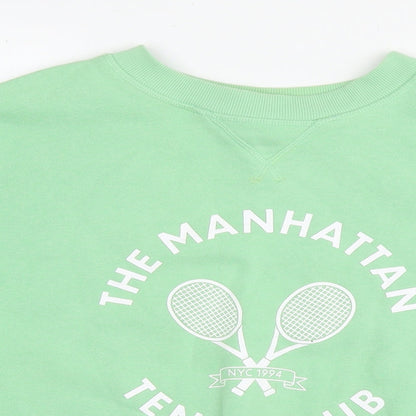 H&M Womens Green Cotton Pullover Sweatshirt Size M Pullover - Tennis Club