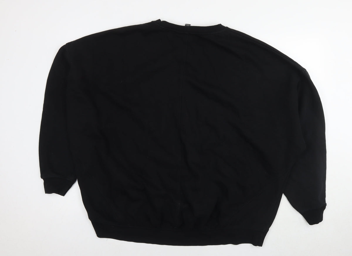 River Island Womens Black Cotton Pullover Sweatshirt Size L Pullover