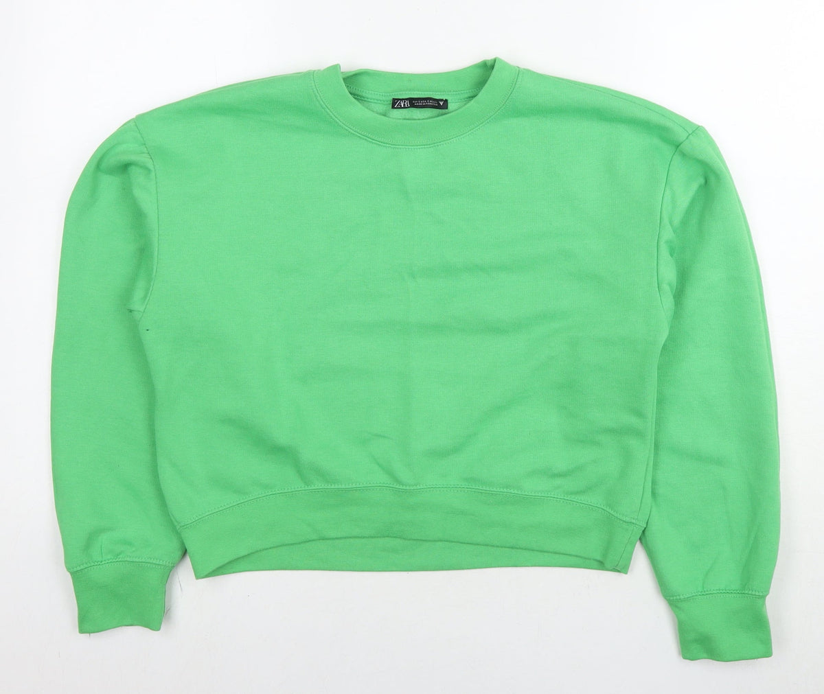 Zara Womens Green Cotton Pullover Sweatshirt Size S Pullover