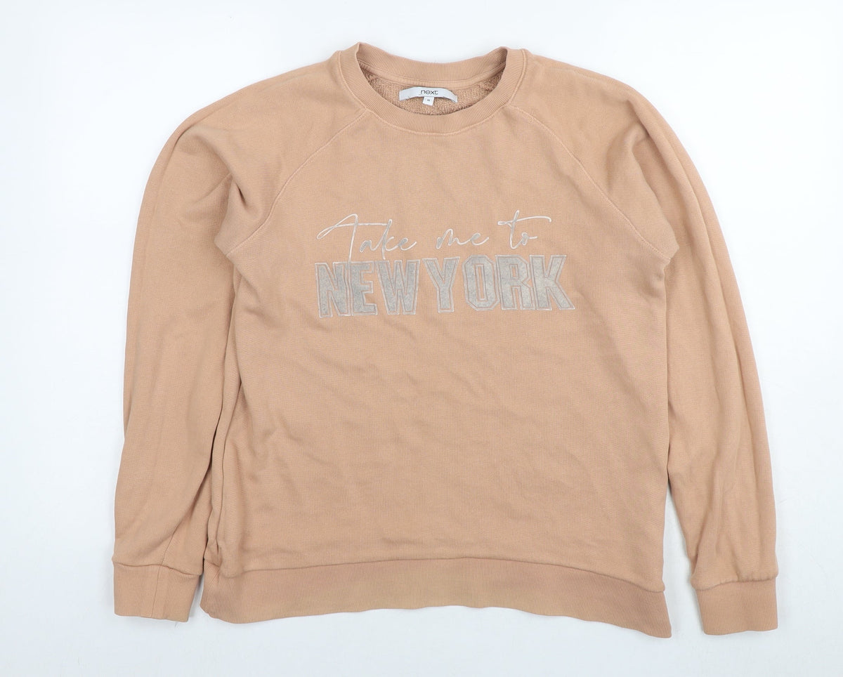 Next Womens Beige Cotton Pullover Sweatshirt Size M Pullover - New York
