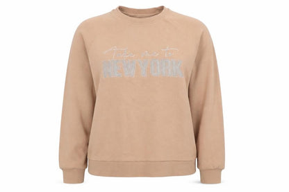 Next Womens Beige Cotton Pullover Sweatshirt Size M Pullover - New York