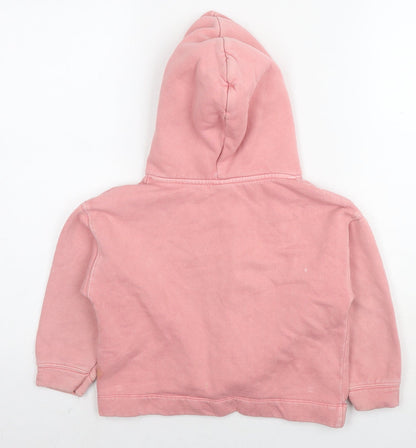 Zara Girls Pink Cotton Pullover Hoodie Size 6 Years Pullover