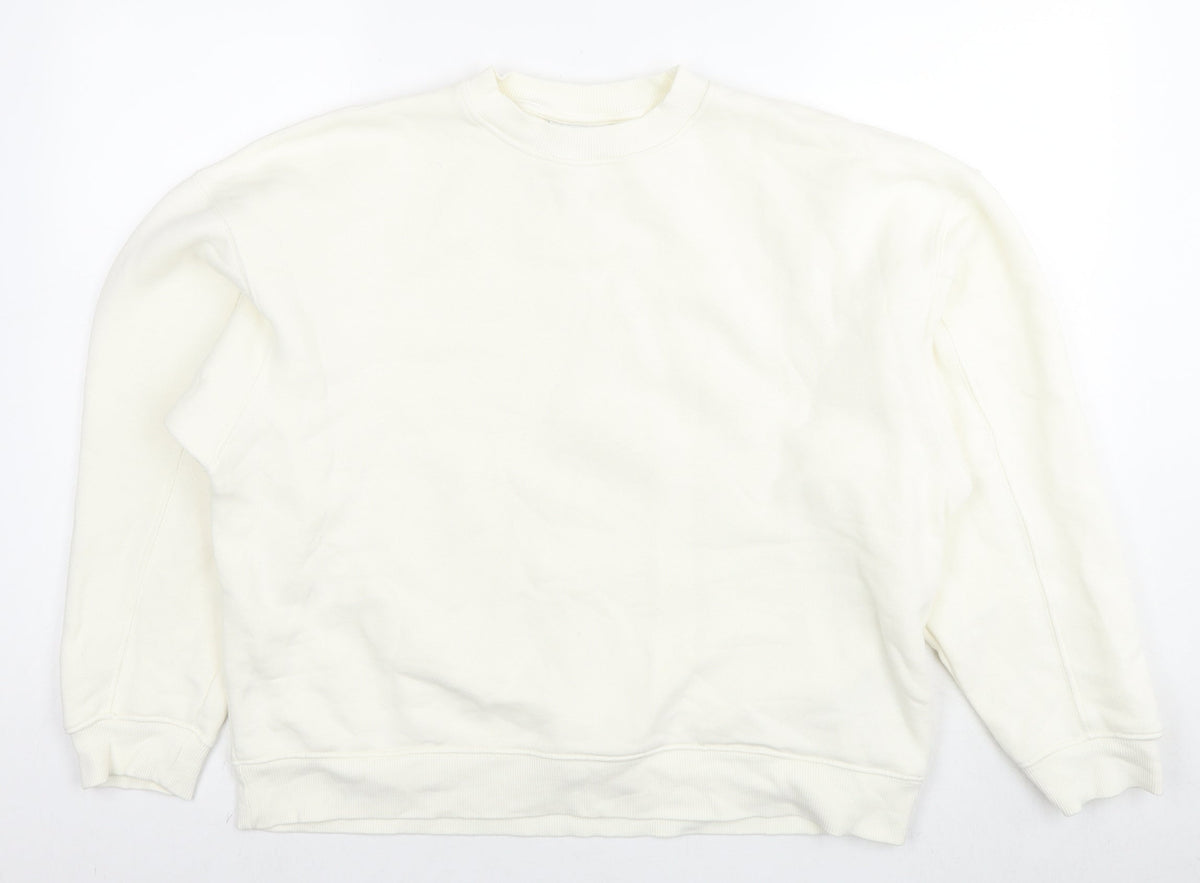 Topshop Womens White Cotton Pullover Sweatshirt Size XS Pullover