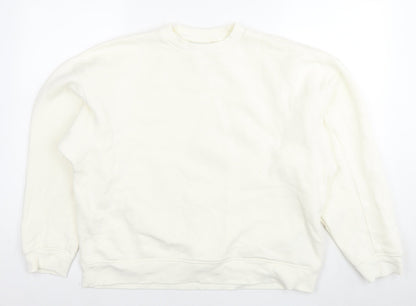 Topshop Womens White Cotton Pullover Sweatshirt Size XS Pullover