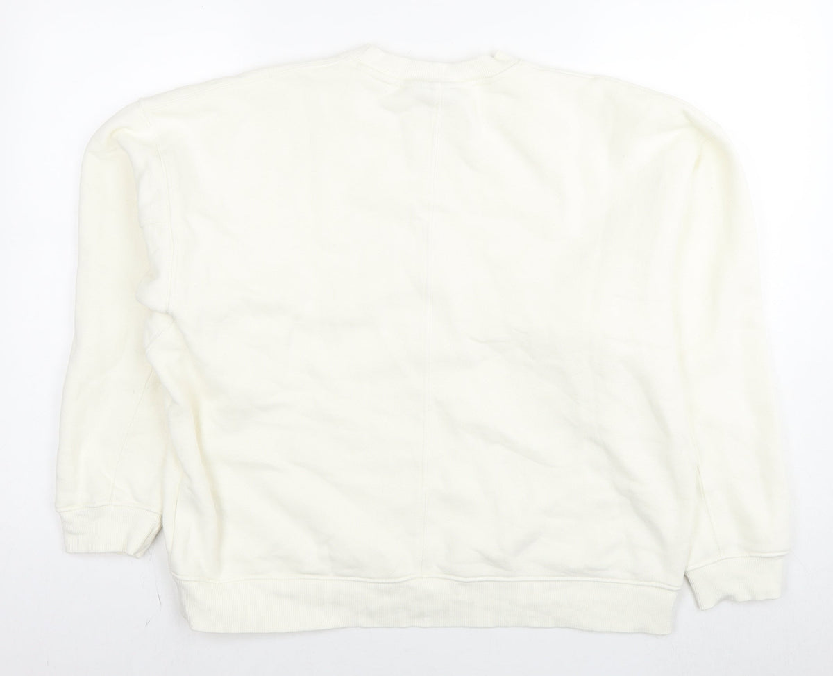 Topshop Womens White Cotton Pullover Sweatshirt Size XS Pullover
