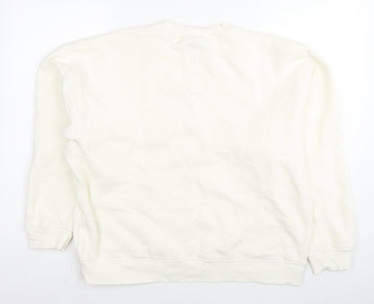 Topshop Womens White Cotton Pullover Sweatshirt Size XS Pullover