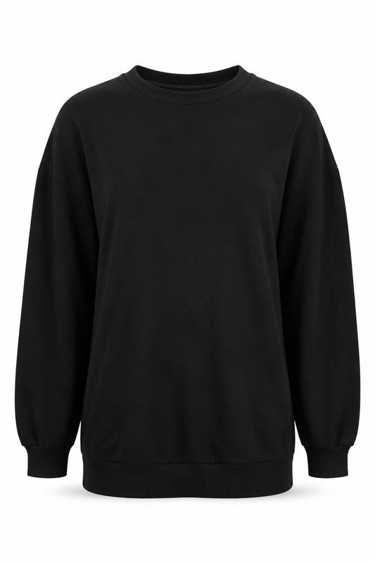 Front view of ASOS women’s black cotton pullover sweatshirt, size UK 10, pullover - tunic