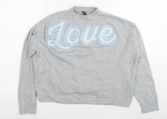 Womens UK Size S Divided by H&M Grey Pullover Sweatshirt