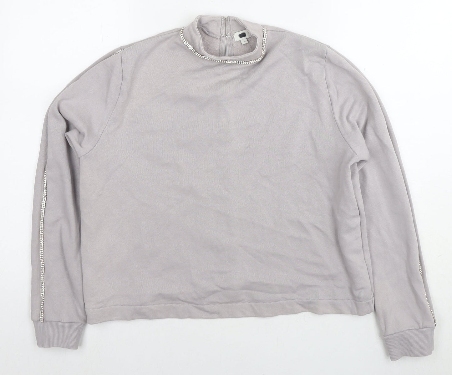 River Island Womens Grey Polyester Pullover Sweatshirt Size M Pullover - Jeweled Detail
