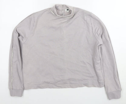 River Island Womens Grey Polyester Pullover Sweatshirt Size M Pullover - Jeweled Detail