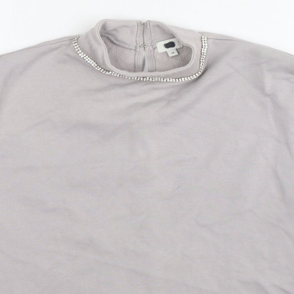 River Island Womens Grey Polyester Pullover Sweatshirt Size M Pullover - Jeweled Detail