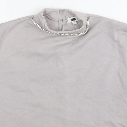 River Island Womens Grey Polyester Pullover Sweatshirt Size M Pullover - Jeweled Detail