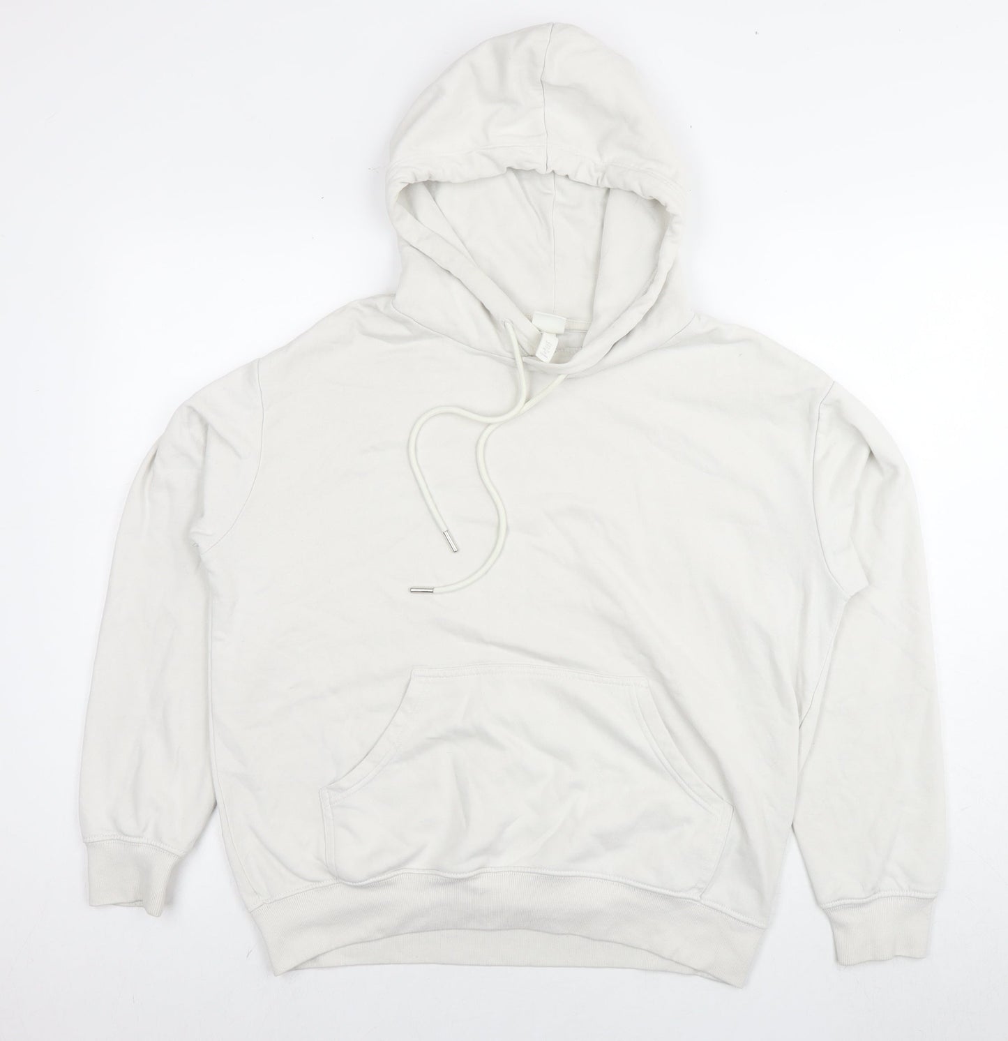 H&M Womens White Cotton Pullover Hoodie Size S Pullover